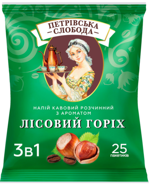Напій кавовий розчинний 3 в 1 Петрівська Слобода з ароматом Лісовий горіх 25 саше по 18 г